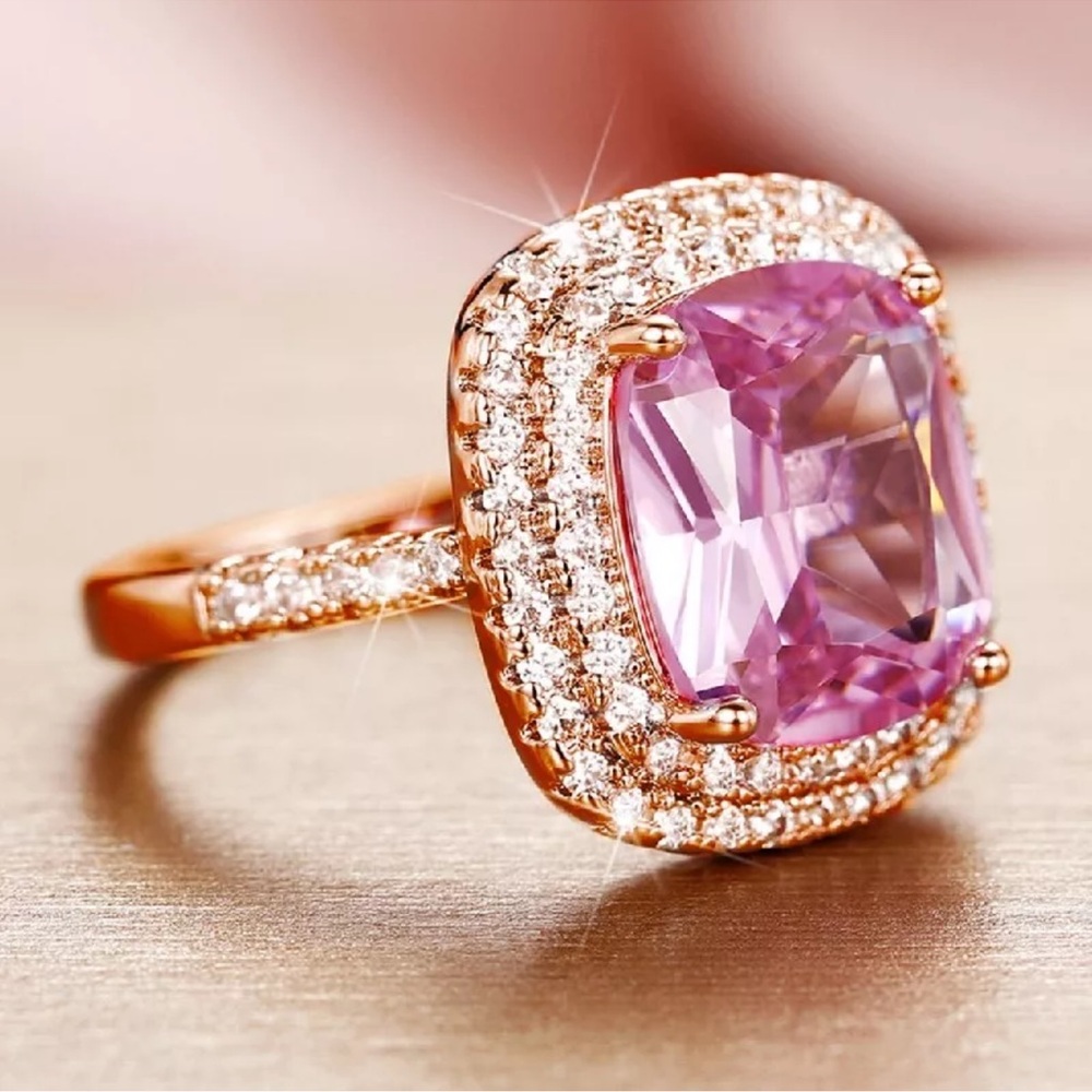 Rose Gold Pink Sapphire Statement Ring